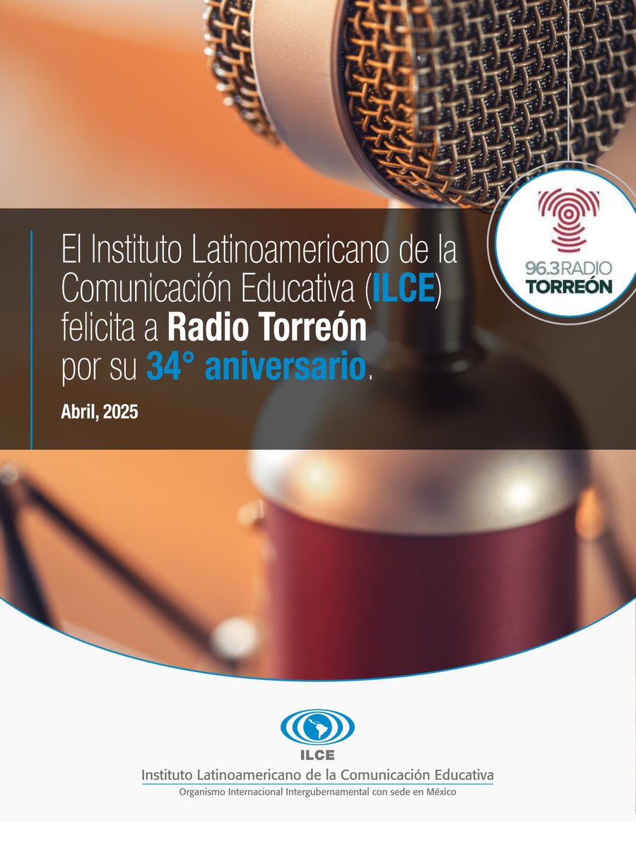 ILCE (@ilceedu) on Twitter photo 🎉📻 El #ILCE felicita a <a href="/RadioTorreonFM/">Radio Torreón 96.3 FM</a> por su 34° aniversario. 🎂🎊
¡Por muchos más años de éxito en la comunicación y la conexión con la comunidad! 🌟🎙️
#RadioTorreón #34Años #Radio 🎉📻 El #ILCE felicita a <a href="/RadioTorreonFM/">Radio Torreón 96.3 FM</a> por su 34° aniversario. 🎂🎊
¡Por muchos más años de éxito en la comunicación y la conexión con la comunidad! 🌟🎙️
#RadioTorreón #34Años #Radio