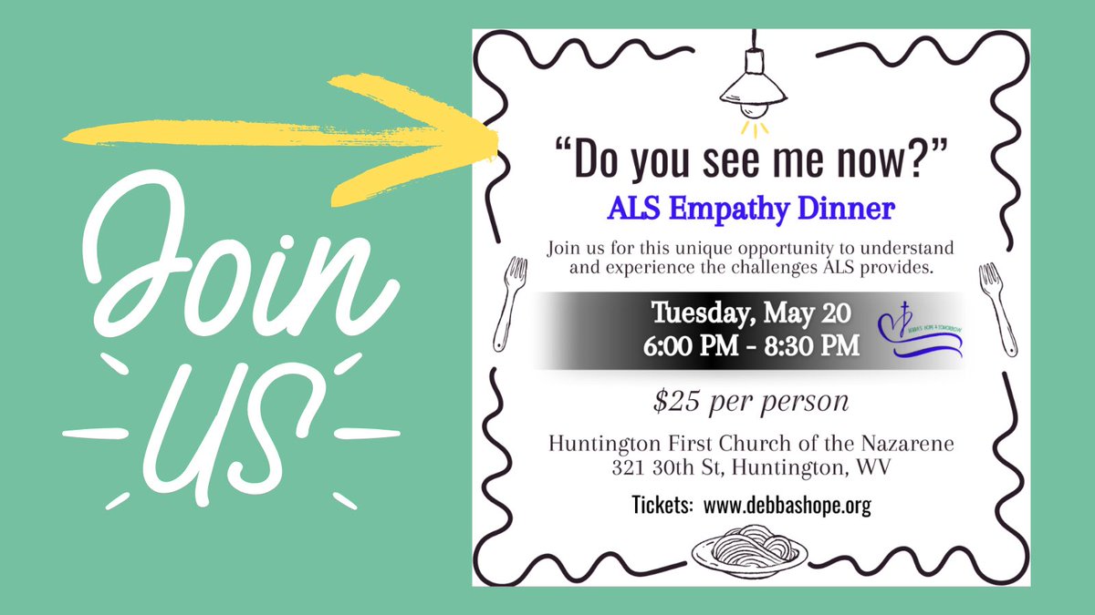Honored to be speaking at the ALS Empathy Dinner on 5/20 where attendees feel personally connected to the ALS community’s journey by enjoying dinner while taking on an ALS symptom (e.g. inability to walk, talk, etc.) Join us! Tix: debbashope.org?
<a href="/iamalsorg/">I AM ALS</a>  #als