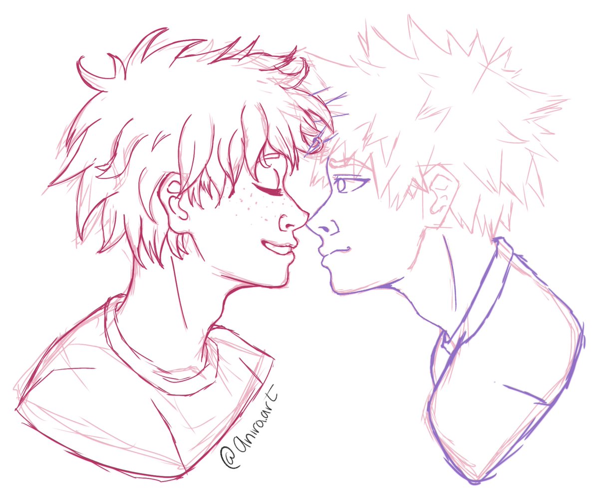 Les digo que es la primera vez que estoy haciendo un dibujo #bakudeku aquí les dejo el #sketch #katsudeku espero terminarlo rápido 👉🏻👈🏻