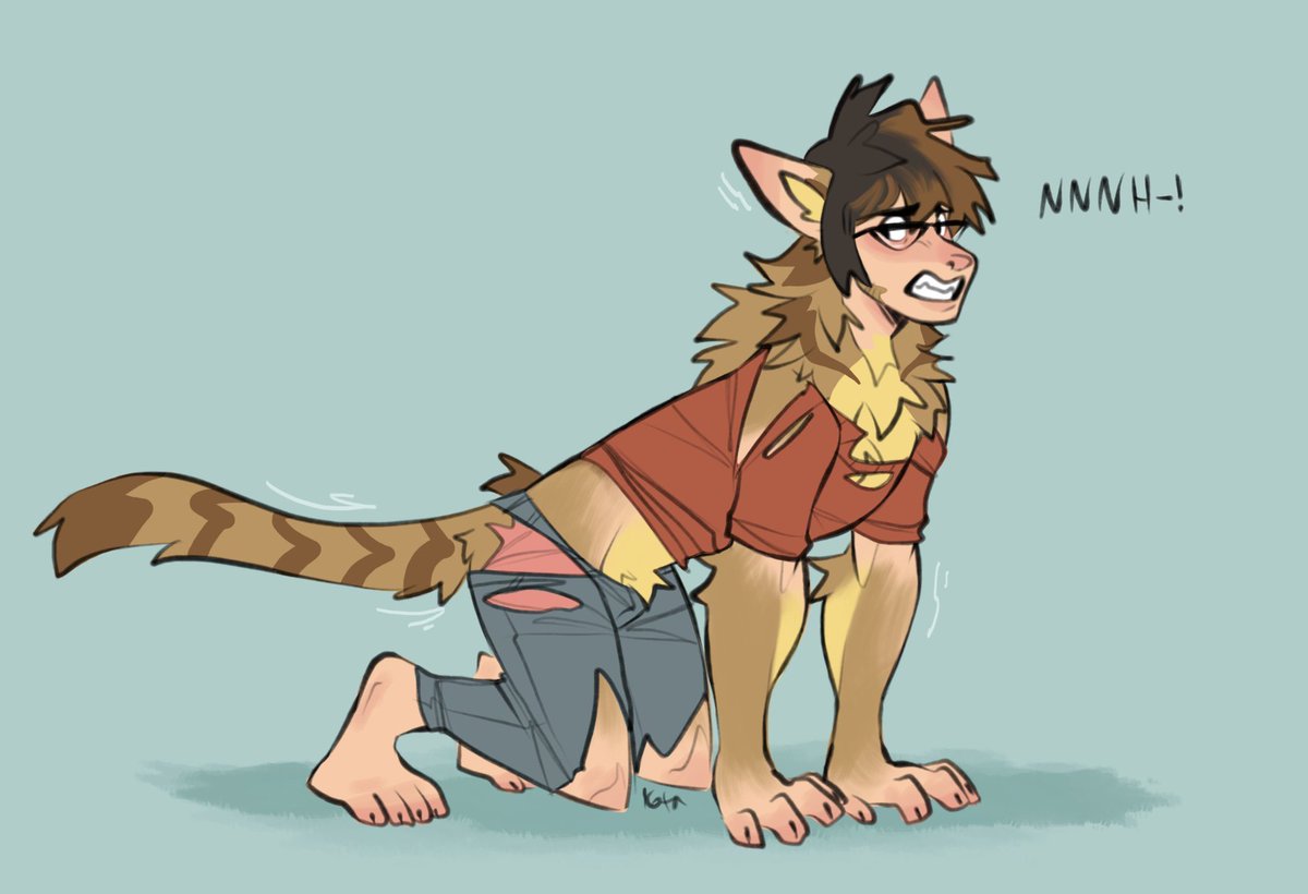 POV: Caught mid-shift and mid-wardrobe malfunction~🐈

#TFTuesday #TFEveryday #Transfur

🎨: <a href="/Kotacat4/">Kota 🔞 (closed)</a>