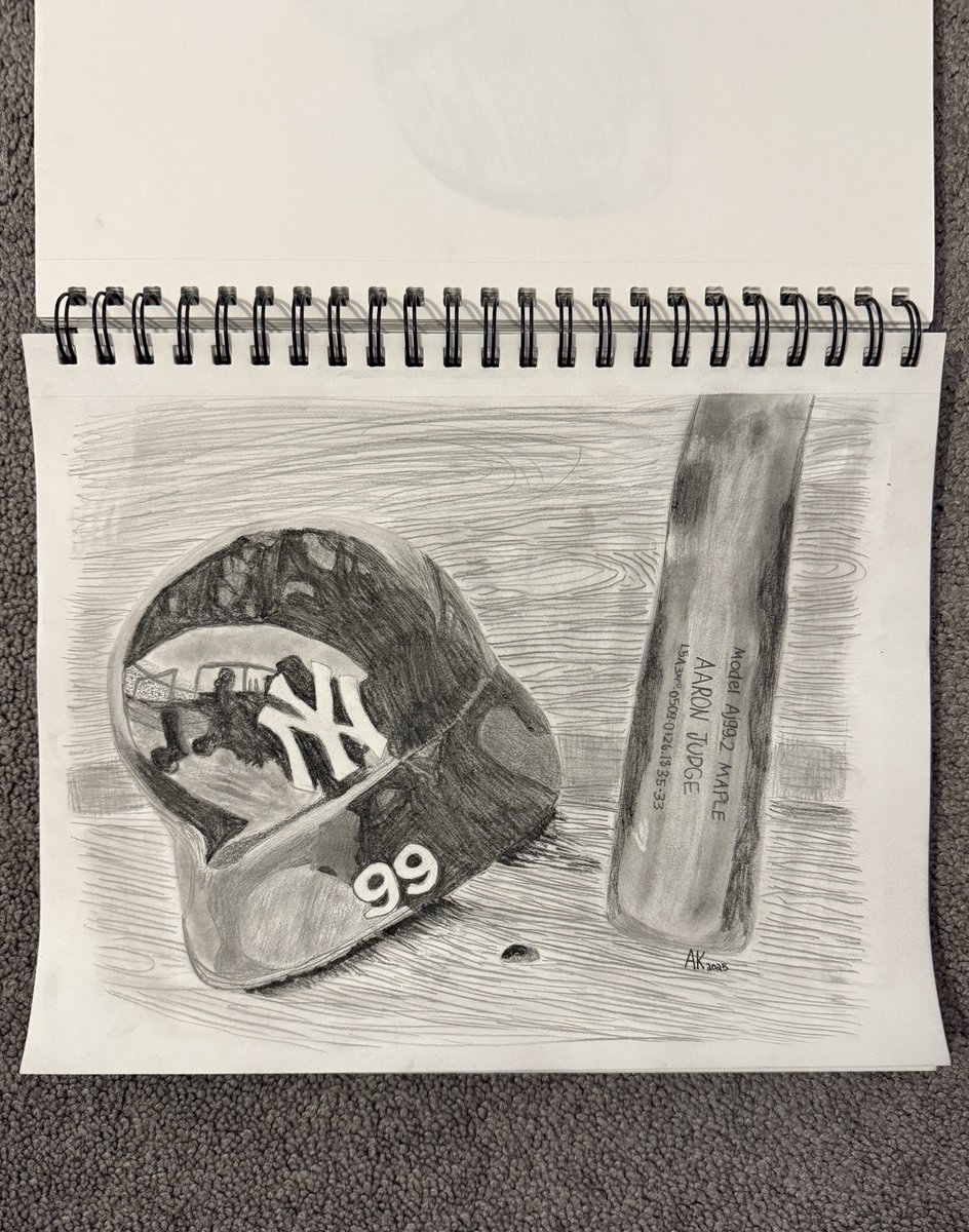My daughter came home from school today and drew her latest charcoal masterpiece! #AllRise <a href="/Yankees/">New York Yankees</a> #Yankees #RepBX