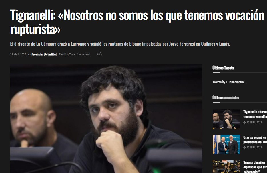 nuestraera's tweet image. Tignanelli responde los dichos de Larroque.
"Si hay alguien que tiene que dar explicaciones por no hacer oficialismo es el espacio del gobernador, que rompió los bloques en Lanús y Quilmes” eltermometroweb.com/2025/04/tignan… @mojatignanelli