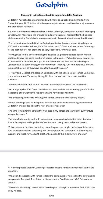 Daniel_Sankey's tweet photo. Here’s the statement from Godolphin … @RayThomas_1 has the full story on its switch to a public training model here. 👇

https://t.co/EMAoDSD3bx https://t.co/dnzMhqnu1s