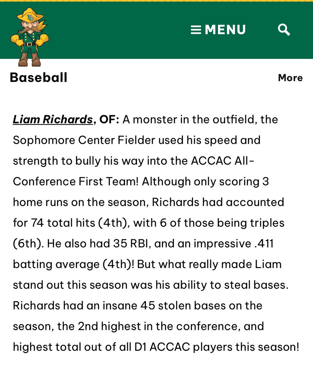 RichardsL_1's tweet image. First Team All-Conference ✅
First Team All-Region ✅
NJCAA All-American Nomination ✅
5th in ACCAC POY ‼️
@YavapaiBaseball @pwoody29 @jj_floresss @TomTsuccow @Matt_Espy22 @The_Noah_Sharp