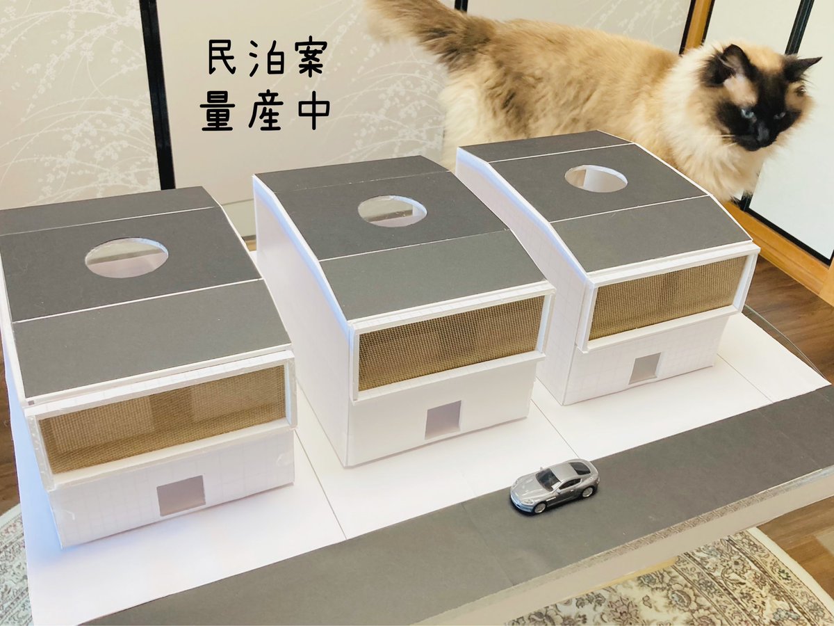 SIAMDOLL2021's tweet photo. GWは民泊案模型量産中😉都市型プラン!
いつの間にか増えてるにゃ😽キニニャルゥゥゥ~♪
※1-2階イメージ内観スケッチも作成🎨
#SIAMDOLL #猫のいる暮らし #民泊案 https://t.co/nPaGxJK57a