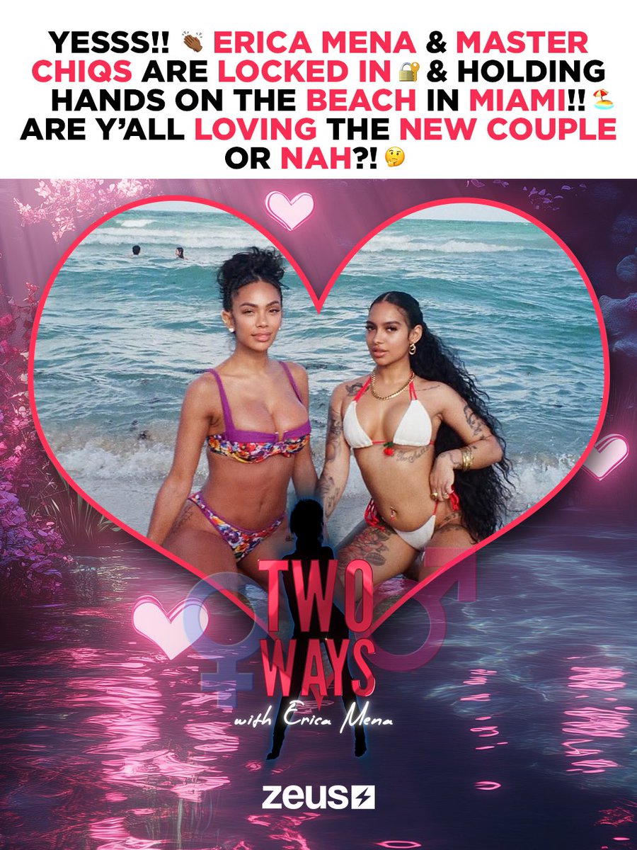 @ZeusNetworkOfficial (@the_zeusnetwork) on Twitter photo Yesss!!! 👏🏾 <a href="/iamErica_Mena/">Erica Mena</a> & #MasterChiqs are LOCKED IN 🔐 & HOLDING HANDS at #MiamiPride!! 🔥🌈 Who’s HERE for this NEW COUPLE?! 🤔 Sound off in the comments 👇🏾 Yesss!!! 👏🏾 <a href="/iamErica_Mena/">Erica Mena</a> & #MasterChiqs are LOCKED IN 🔐 & HOLDING HANDS at #MiamiPride!! 🔥🌈 Who’s HERE for this NEW COUPLE?! 🤔 Sound off in the comments 👇🏾