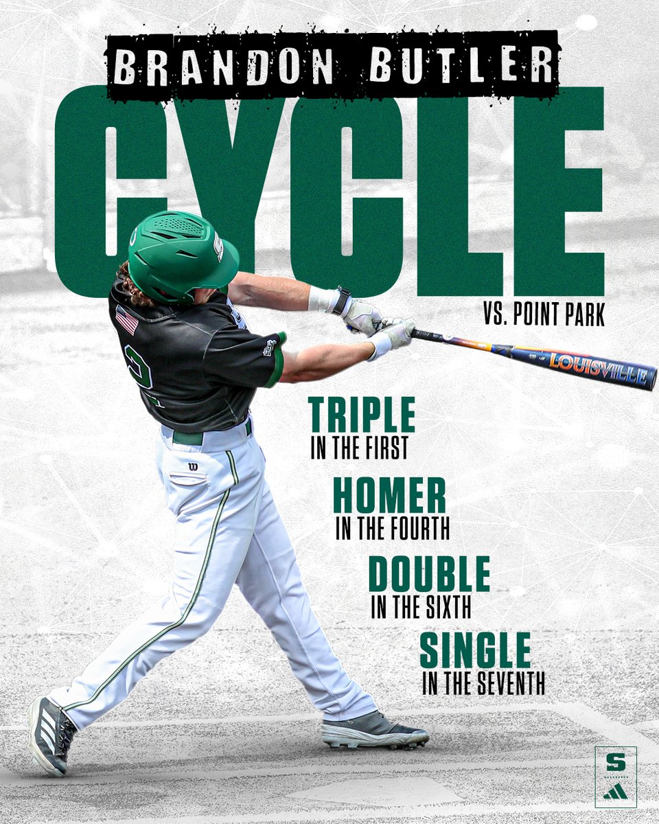 BASE: Have a day Brandon Butler! He hits for the cycle with a single, double, triple and home run to lead The Rock to a big 13-9 win over Point Park!