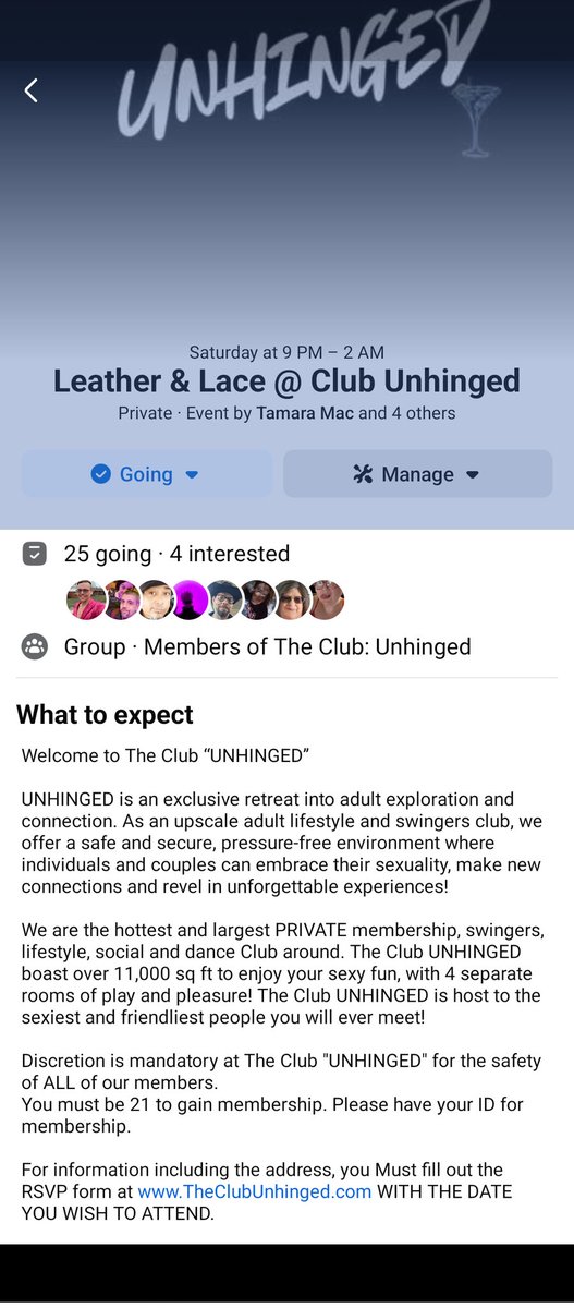 Mztlicious's tweet photo. Leather and Lace at Club Unhinged this Saturday night. RSVP today so we'll see you there 😉 https://t.co/3ijEhCPMMQ