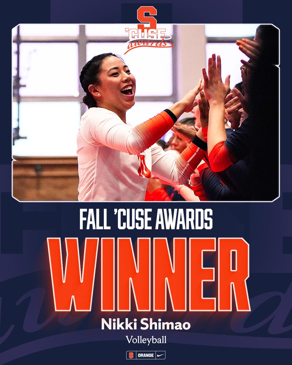CuseVB's tweet image. A team captain and pivotal member of our back row this season, we are proud to have Nikki Shimao as our ‘Cuse Award winner! 🏆
#BackStronger | #TheRedemptionTour