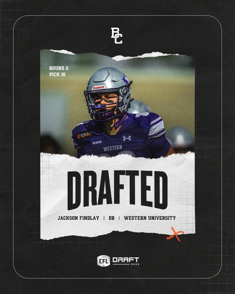 After a trade with Toronto, we select Defensive Back Jackson Findlay out of Western.

Welcome, Jackson.

#BCLions #CFLDraft