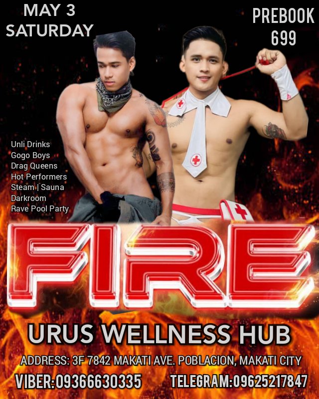 DARKROOMSECRETS II (@darkroomsecrets) on Twitter photo ‼️FEEL THE DOUBLE HEAT THIS SATURDAY at <a href="/UrusWellness/">URUS WELLNESS HUB</a> MAKATI CITY.
Feel the HEAT of FIRE with our Special Performers on stage this SATURDAY. BURN your LUST and realese your PLEASURE!
🚩WHEN: MAY 3, 2025
🚩LOCATION: URUS MAKATI
PREBOOK : 699 ONLY
INCLUSIONS:
💪UNLI DRINKS ‼️FEEL THE DOUBLE HEAT THIS SATURDAY at <a href="/UrusWellness/">URUS WELLNESS HUB</a> MAKATI CITY.
Feel the HEAT of FIRE with our Special Performers on stage this SATURDAY. BURN your LUST and realese your PLEASURE!
🚩WHEN: MAY 3, 2025
🚩LOCATION: URUS MAKATI
PREBOOK : 699 ONLY
INCLUSIONS:
💪UNLI DRINKS