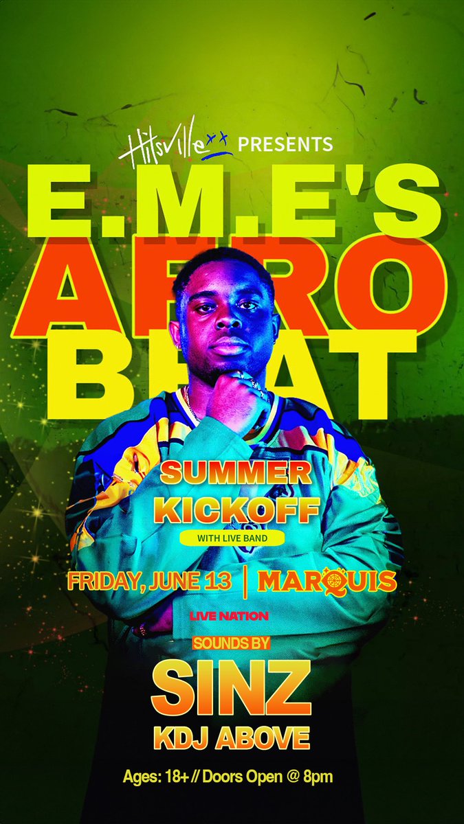 Hitsville &amp; Live Nation Presents: @Heiseme Afro Beat Summer Kick-Off

“FOREIGNER” Out On All Platforms 5/29!

🔈Sounds by:
<a href="/vintagesinz/">Sínz</a>
@kdjabove

@miccoats
@fdotlawless
@livenationco
<a href="/marquisden/">Marquis</a>

📅 Friday, June 13th |
🎫 On Sale 
👉 MarquisDenver.come