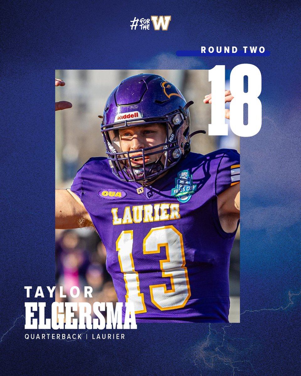 With the 18th overall pick in the 2025 CFL Draft, we have selected quarterback Taylor Elgersma from Wilfrid Laurier. 

#ForTheW