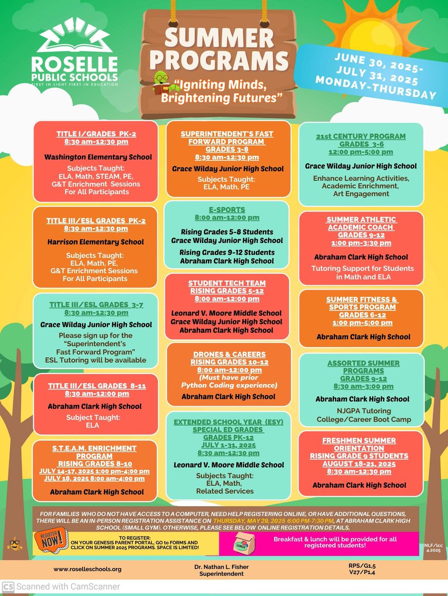 ATTENTION FAMILIES! 📚✨ 
Announcing our "Igniting Minds and Brightening Futures" K-12 Summer Scholars Program! These amazing opportunities are completely FREE!
-Online registration: Opens May 15th
-In-person registration: May 29th at ACHS