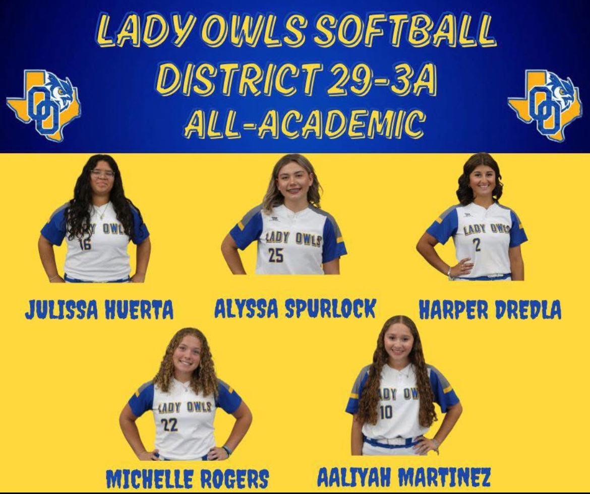 Odem Lady Owl Softball 
All-District
All-Academic 
<a href="/OdemAthletics/">Odem Owl Athletics</a> <a href="/odemhs/">Odem High School</a>