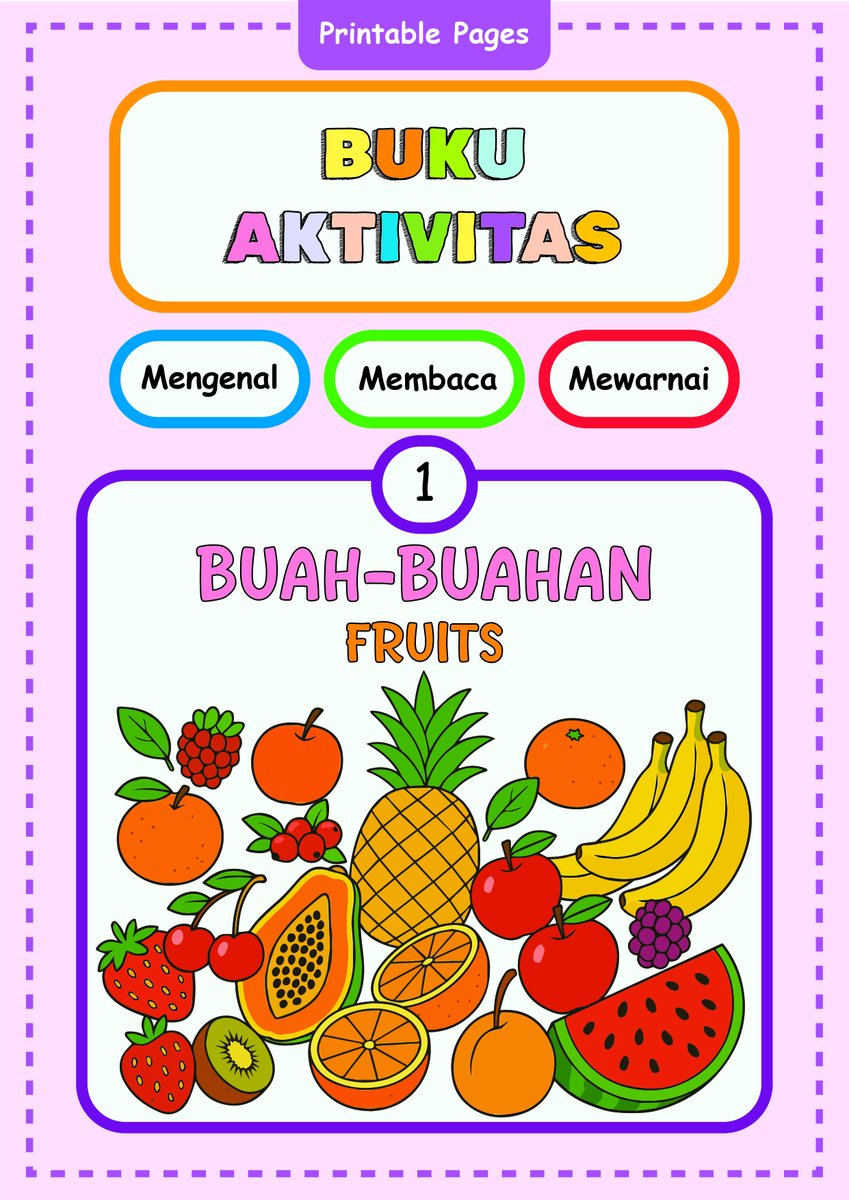 Buku Mewarnai Buah-buahan PDF A4 Tinggal Print 😊  lynk.id/srihastf/eyeyy… 

#coloringbook
