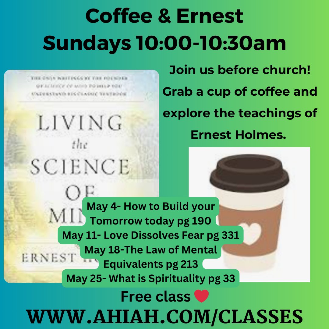 AHIAHCSL's tweet photo. Rev. Nikki Robbins hosts a short class Sunday mornings before service to offer a bit more knowledge about the Science of Mind. Create community with us!

#ahiah #CSL #ahiahpasadena #invitation #newthought #coffeeandernest #prayer⁠ #remembrance
⁠ https://t.co/0PwzIHfsOz
