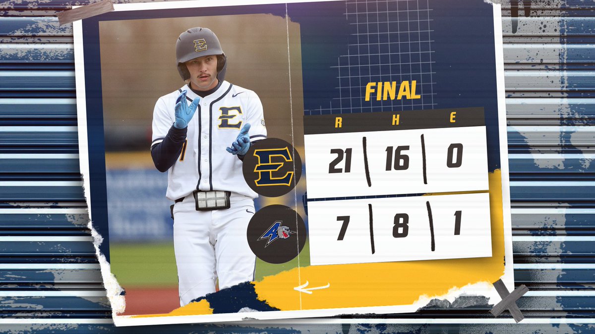𝑩𝒖𝒄𝒔 𝑾𝒊𝒏! 𝑩𝒖𝒄𝒔 𝑾𝒊𝒏! 𝑩𝒖𝒄𝒔 𝑾𝒊𝒏!

ETSU rolls past UNC Asheville tonight, 21-7! The Bucs, now 31-12 this season, will head back out on the road this weekend when they visit VMI for a three-game series. 

#Together | #ETSUTough