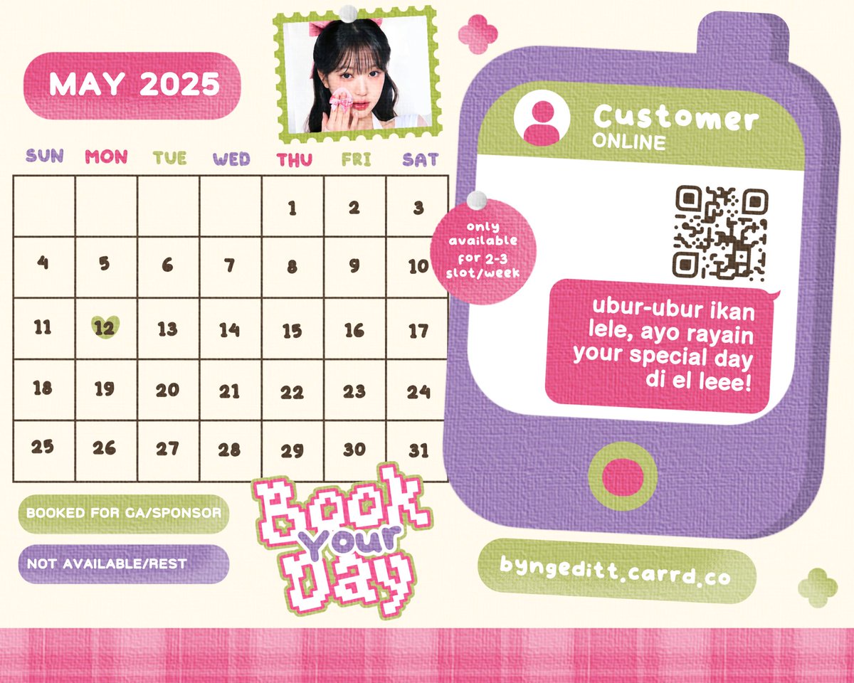 ༊*·˚ a repOost will be apreciated!

halo el open slot giveaway dan sponsorship layout/qr deco untuk bulan mei<3. bisa cek byngeditt.carrd.co buat info lebih lengkapnya ya! ayo rayain hari special kalian di el!✧ ˚ · .

#zonauang #zonaba