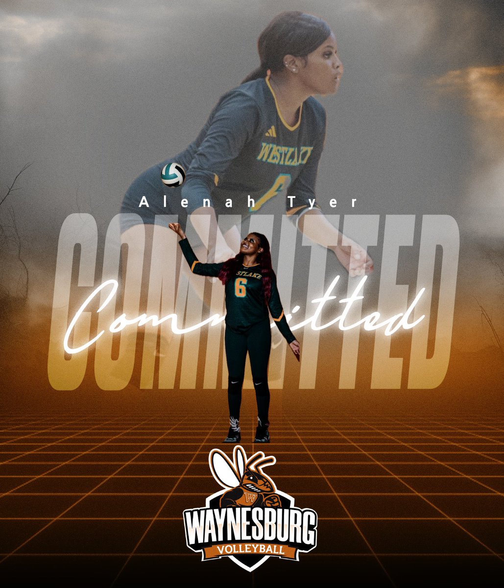 WUvolleyball's tweet photo. Congratulations Alenah Tyer on your commitment to Waynesburg University! Alenah is an outside hitter from Westlake High School in Waldorf, Maryland, and plans to major in Nursing. She brings the fire — and we’re here for it. 🔥Welcome to the family, Alenah! #JacketUp #Stingem https://t.co/a4cQERGiqm