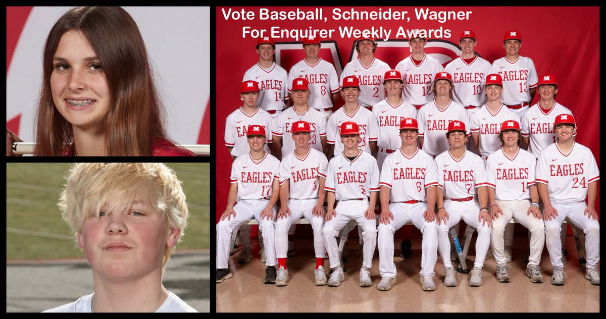 Milford_Eagles's tweet photo. Who's ready to do some voting?! Then get your votes in for Kennedy, Trey and our baseball team as they compete for Enquirer weekly awards this week. Vote now through 4pm on Friday! https://t.co/Qi7ksbvn35 https://t.co/KSdRiI53vm
