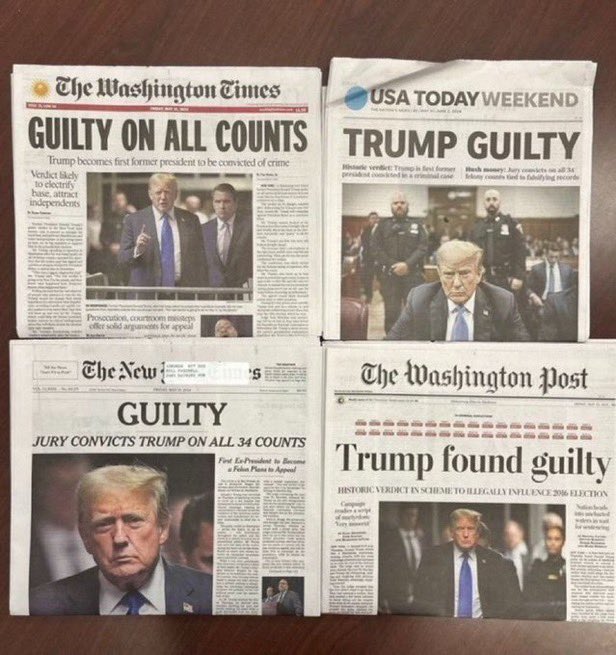 A reminder that the current US president is a convicted felon.