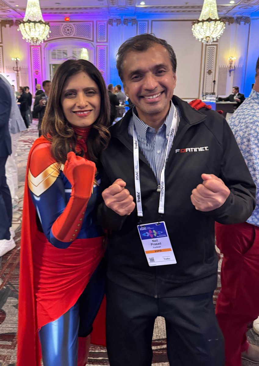 NeilPrasad4's tweet photo. Thanks @vasujakkal &amp; the #Microsoft team for a great &amp; entertaining superhero-themed #MISA Excellence Awards event at #RSA this year! We appreciate the super-partnership between #Fortinet and #Microsoft and look forward to expanding our collaboration! #RSAC2025 #alliances https://t.co/gpjg0uOH2r