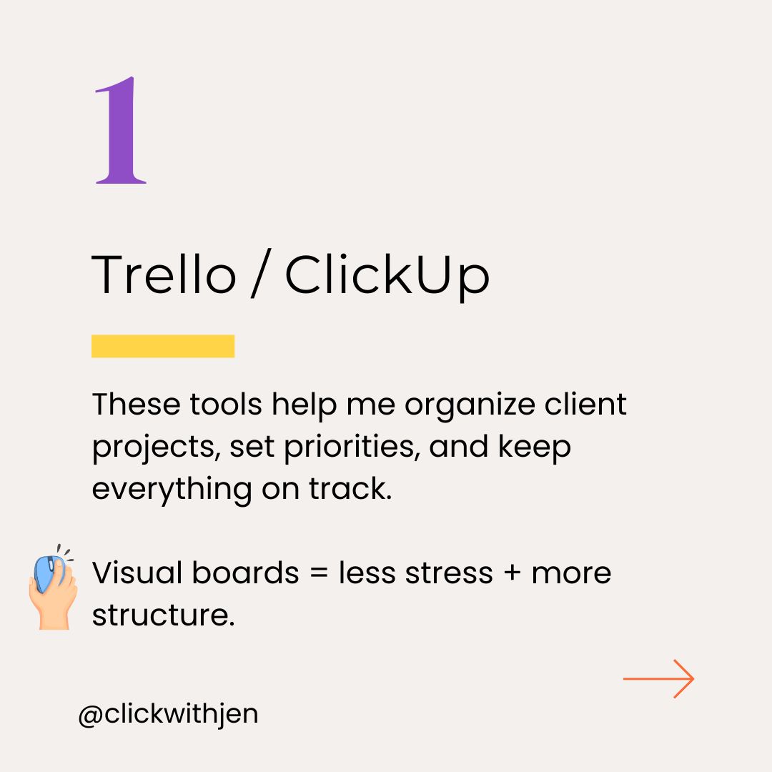 clickwithjen's tweet photo. 3 Time-Saving Tools I Use as a VA 😉 👍 

#ClickwithJen #VirtualAssistantTips #ProductivityTools #TimeSavingHacks https://t.co/MKkpuJiUPH