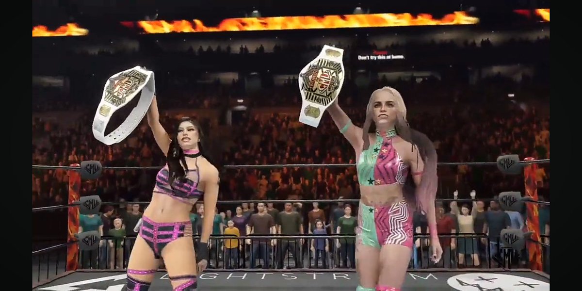 AND STILL! After a grueling match up against the very game, Undisputed Elite, Caelestia helps Alice Blake to retain she and Sara Miller's Women's Tag Team titles in a helluva main event! #CMV