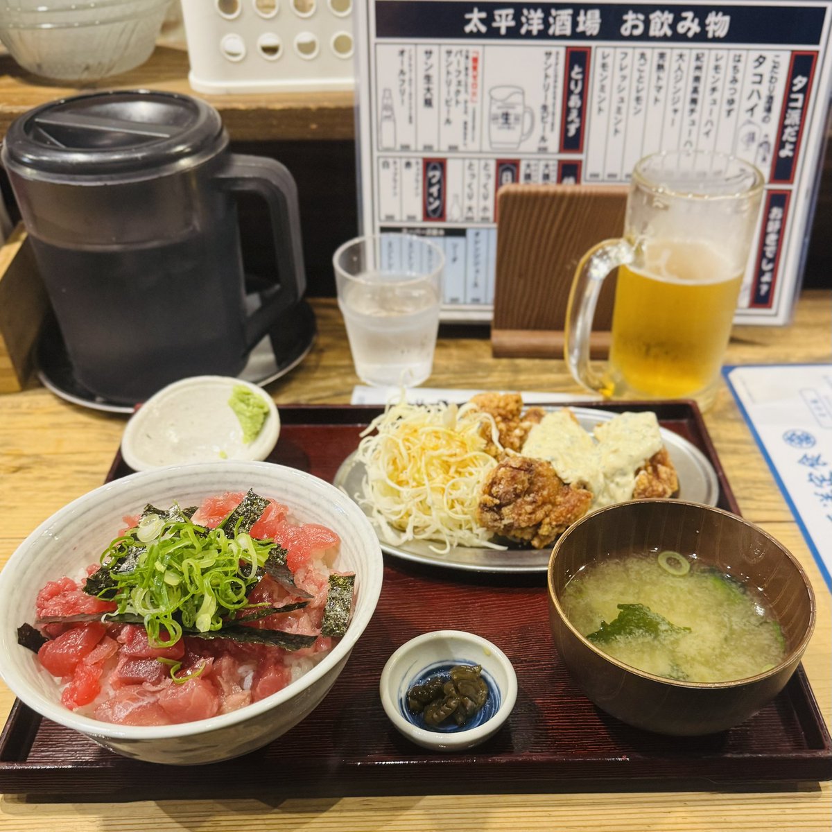 norasampo's tweet photo. 昨日、電気工事士2種の(CBT)学科試験終わったんで…ひとり打ち上げ。#和歌山 #太平洋酒場 #太平洋セット https://t.co/8P9CQSKVMw