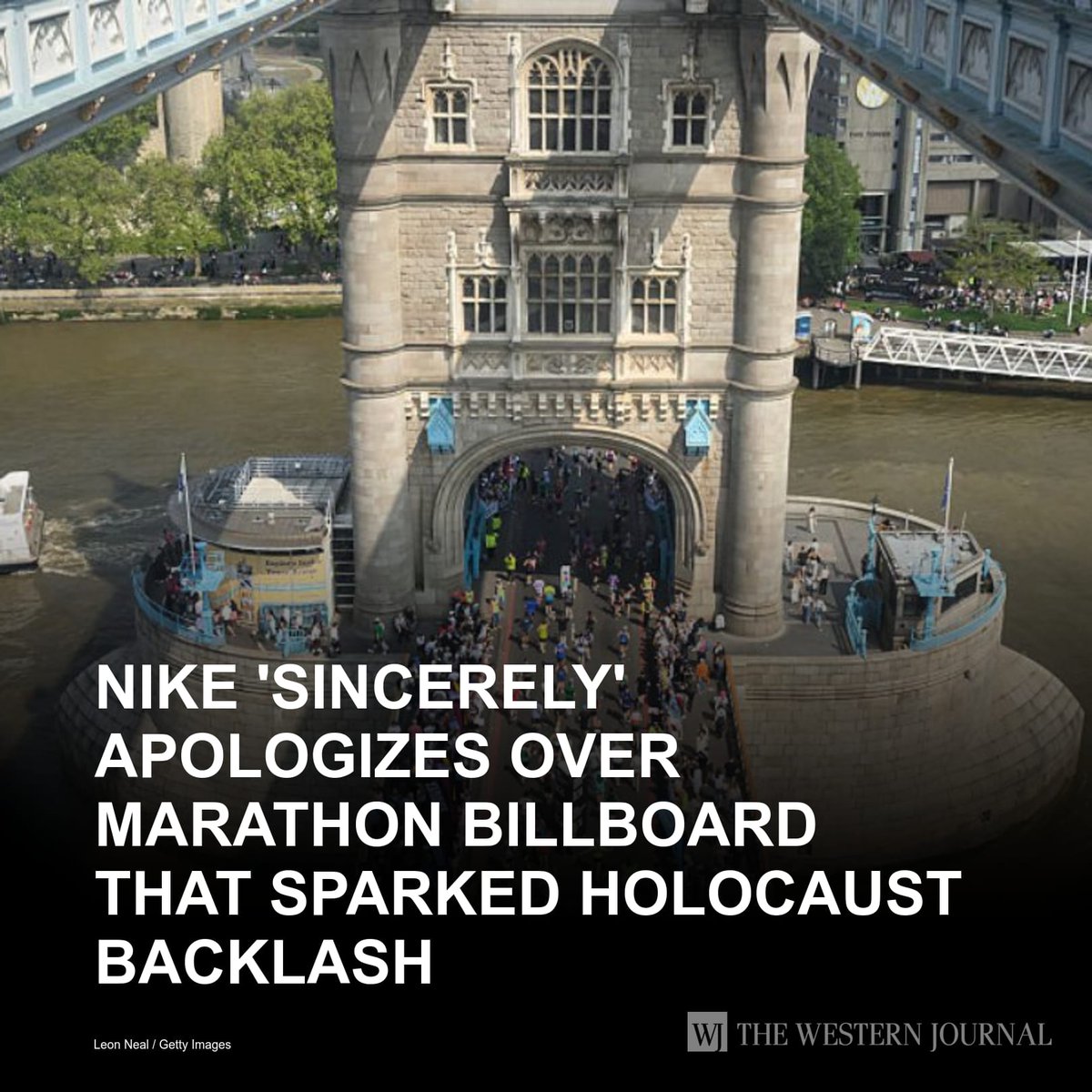 WesternJournalX's tweet photo. Nike 'Sincerely' Apologizes Over Marathon Billboard That Sparked Holocaust Backlash: “We did not mean any harm and sincerely apologize,” Nike said in a statement. https://t.co/ZFsGA242uP https://t.co/8GgDZ4peMx