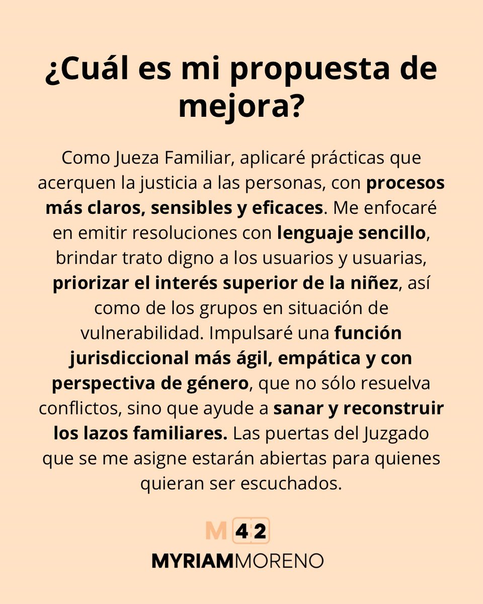 myriammorenno's tweet photo. Soy una mujer comprometida con la justicia, la empatía y la integridad. Cuento con una trayectoria de poco más de 9 años en el ámbito jurídico, con especialización en derecho familiar. A lo largo de mi carrera, he trabajado con familias, niñas, niños y adolescentes 🧡 https://t.co/lRiuDxy2qa