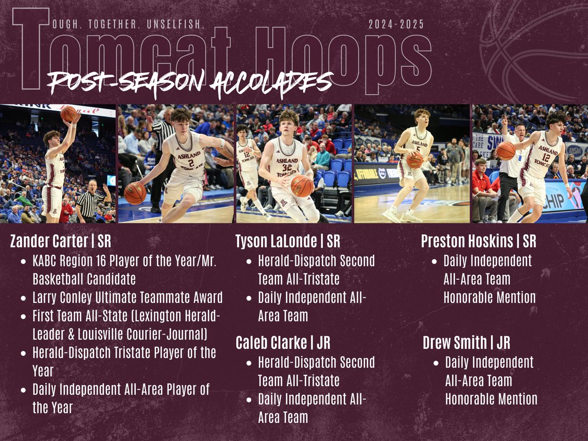 Congrats to all of our Tomcats who received post-season accolades! #TomcatHoops #ToughTogetherUnselfish