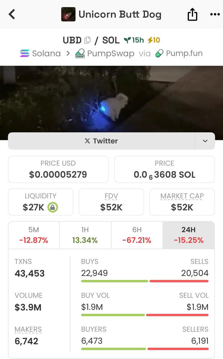Y’all jeeted $UBD aka Unicorn 🦄 Butt Dog 🐕🥲

Generational sub 50K mc entry awaits for a new wave of diamond handers!

Tier 1 meme with the right fuelling.. 📈

dexscreener.com/solana/Aqp52Gj…