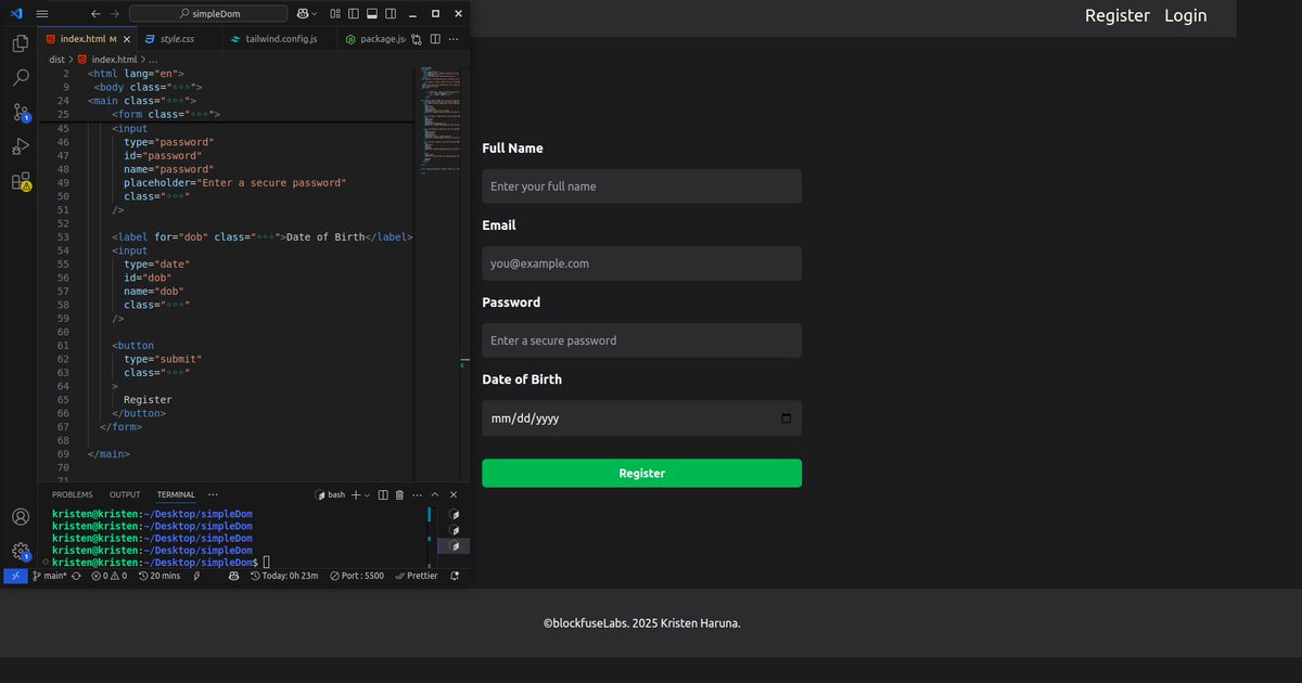 __Web3Nun's tweet image. Remember the TO-DO app I was building (still building), well now I am trying to add a registration form that registrant details scan be validated..This is just the UI.

will be deploying with @Cloudflare ..still learning how to use the platform.

#codeeveryday #blockfuse