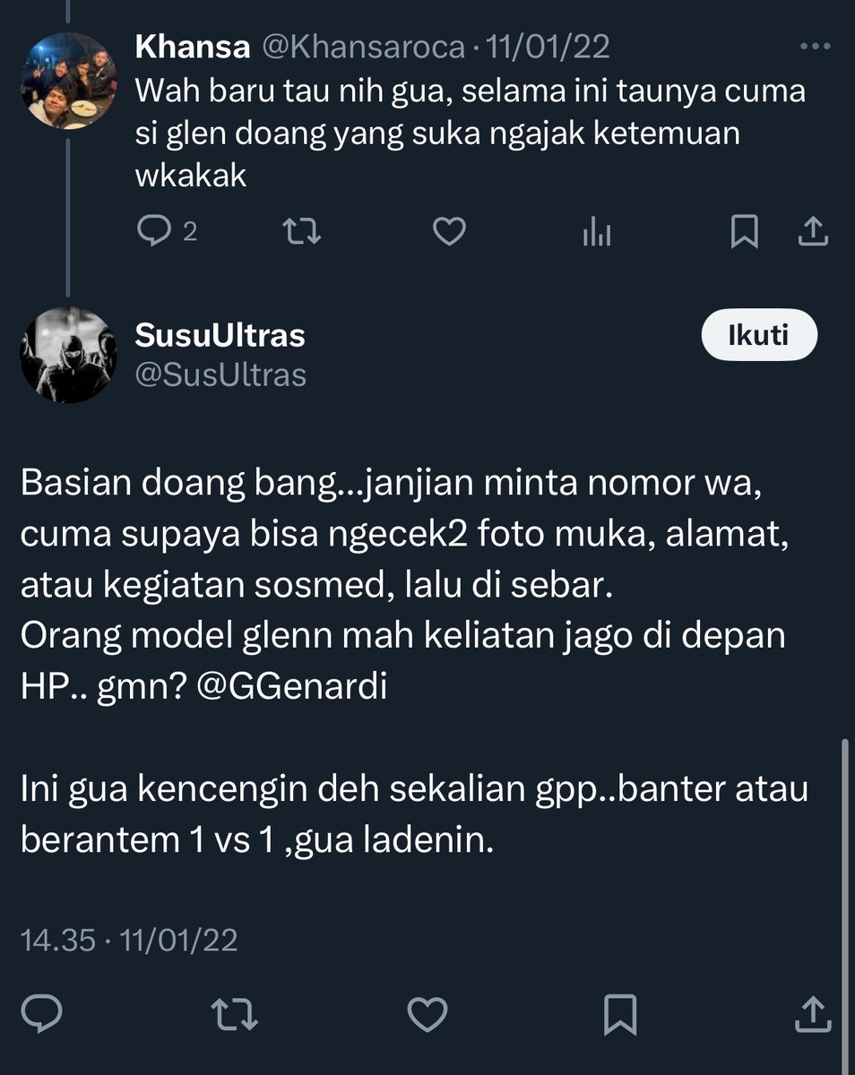 elmerlld's tweet photo. @_duskman @Kabutgununggg @Iemonadess @Semorobumi_MU Ga usah diladenin dia sama berto palsu tuh cuma mau cari identitas lengkap lu. Abis itu didoxxing. Persis mereka berdua cupunya atau mungkin orang yang sama kali ya🤣 nih jejak digital berto palsu wkwkw https://t.co/JyMtwxLK0B