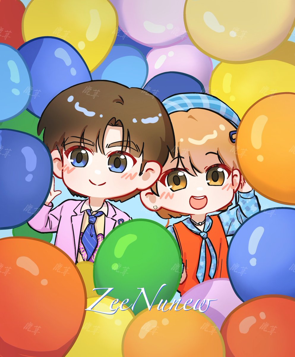 LLLuxun's tweet photo. 🎈🎈🎈
Summer and soda and you.💙🧡
#ZeeNuNew #ZonZon #ZeePruk 
#NuNew #fanart https://t.co/ZG46MD6vGE