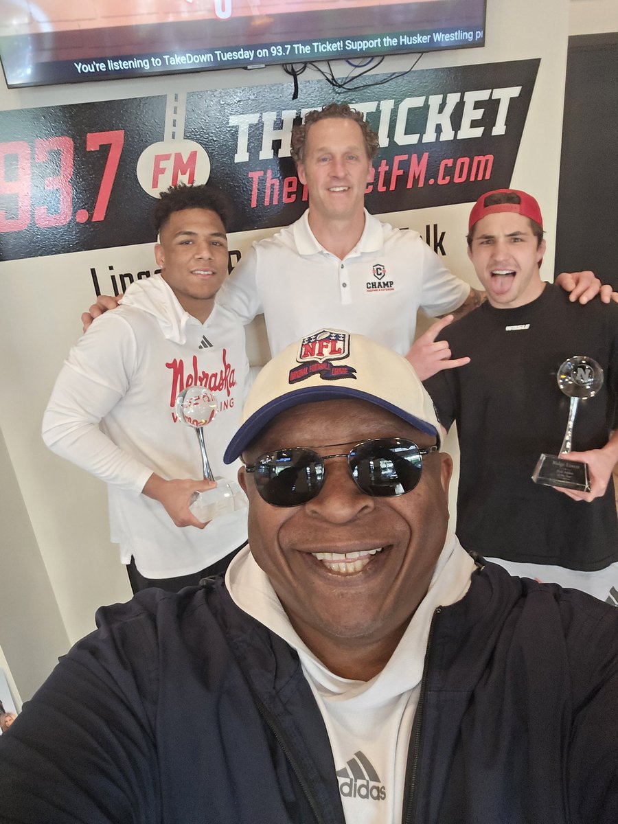 Derrick Pearson (@derrickpearson) on Twitter photo Takedown Tuesdays at the Ticket FM
Teammates Timeout
<a href="/AshtonH44/">Ashton Honnor</a>
<a href="/DeMoineAdams/">DeMoine Adams</a>
<a href="/GrantWistrom/">Grant Wistrom</a>
<a href="/RidgeLovett/">Ridge Lovett</a>
<a href="/tophy_minto/">Christopher Minto</a>
<a href="/MentorTeamMates/">TeamMates Mentoring</a>
<a href="/HuskerWrestling/">Nebraska Wrestling</a>
<a href="/HuskerFootball/">Nebraska Football</a>
<a href="/937TheTicket/">93.7 The Ticket</a> Takedown Tuesdays at the Ticket FM
Teammates Timeout
<a href="/AshtonH44/">Ashton Honnor</a>
<a href="/DeMoineAdams/">DeMoine Adams</a>
<a href="/GrantWistrom/">Grant Wistrom</a>
<a href="/RidgeLovett/">Ridge Lovett</a>
<a href="/tophy_minto/">Christopher Minto</a>
<a href="/MentorTeamMates/">TeamMates Mentoring</a>
<a href="/HuskerWrestling/">Nebraska Wrestling</a>
<a href="/HuskerFootball/">Nebraska Football</a>
<a href="/937TheTicket/">93.7 The Ticket</a>