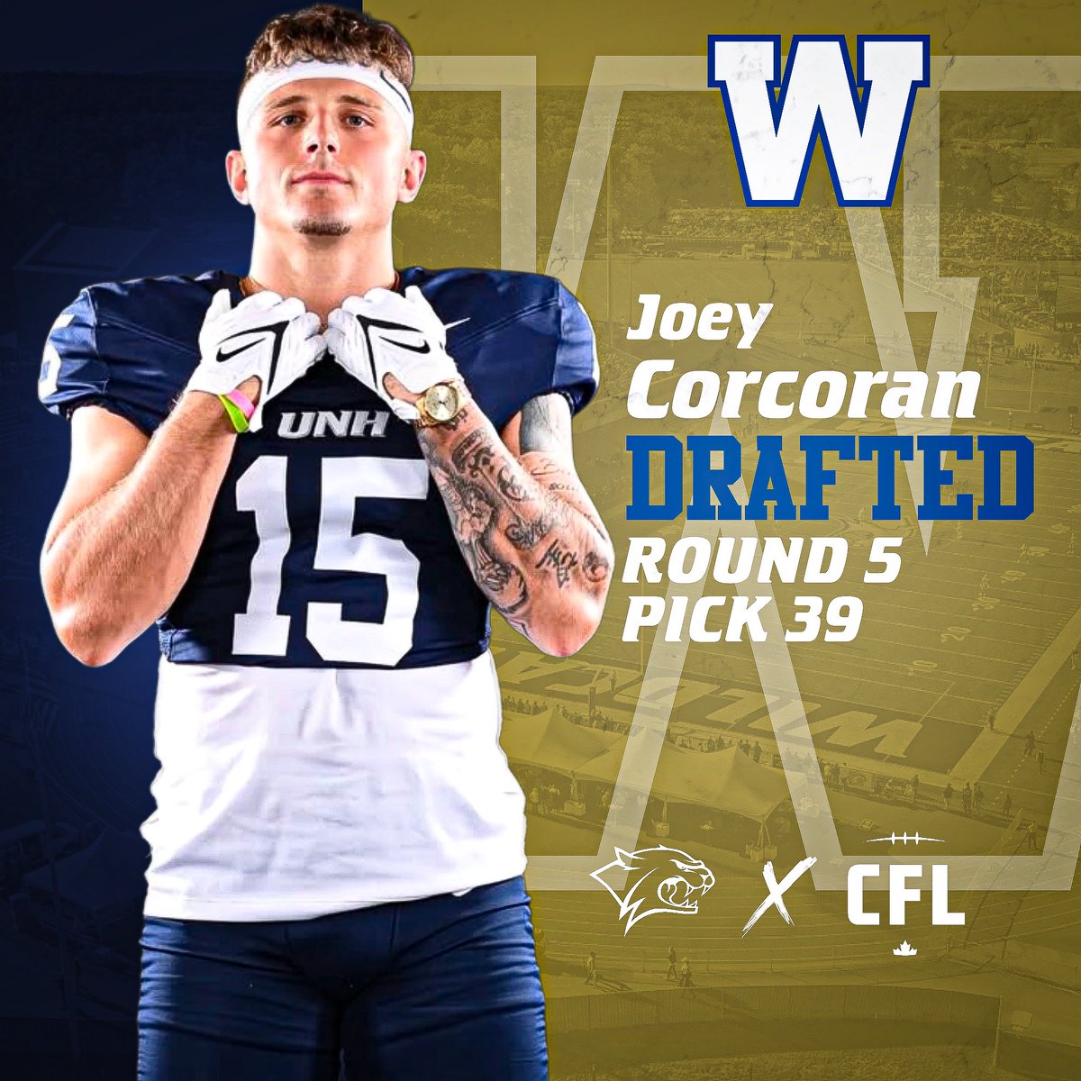 New Hampshire Football (@unh_football) on Twitter photo Welcome to the <a href="/CFL/">CFL</a> , Joey π€
<a href="/joey_corcoran6/">Joey Corcoran</a> β‘οΈ <a href="/Wpg_BlueBombers/">Winnipeg Blue Bombers</a>
#BuiltEachDay | #CFLWildcats Welcome to the <a href="/CFL/">CFL</a> , Joey π€
<a href="/joey_corcoran6/">Joey Corcoran</a> β‘οΈ <a href="/Wpg_BlueBombers/">Winnipeg Blue Bombers</a>
#BuiltEachDay | #CFLWildcats