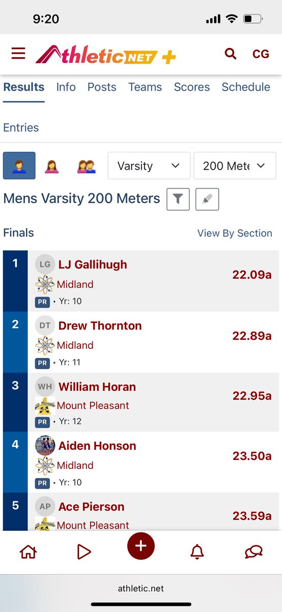 Some huge PR’s in my meet today. 
100: 10.87 
200: 22.09
Class of 2027
<a href="/GVSUXCTF/">GVSU XCTF</a> <a href="/MiamiOH_XCTF/">Miami Track & Field and XC</a> <a href="/IndianaXCTF/">Indiana Cross Country + Track & Field</a> <a href="/PurdueTrackXC/">Purdue Track & Field / Cross Country</a> <a href="/IlliniTrackXC/">Illinois Track & Field and Cross Country</a> <a href="/OhioStateTFXC/">Ohio State T&F/XC</a> <a href="/BadgerTrackXC/">Wisconsin Track & Field and Cross Country</a> <a href="/IowaXC_TF/">Iowa Track & Field/Cross Country</a> <a href="/UMichTrack/">Michigan Track & Field / Cross Country</a> <a href="/KentStTrackXC/">Kent State T&F/XC</a> <a href="/MarylandTrack/">Maryland Track & Field</a> <a href="/PennStateTFXC/">Penn State Track & Field/Cross Country</a> <a href="/MSU_TFXC/">MSU Track & Field/Cross Country</a>