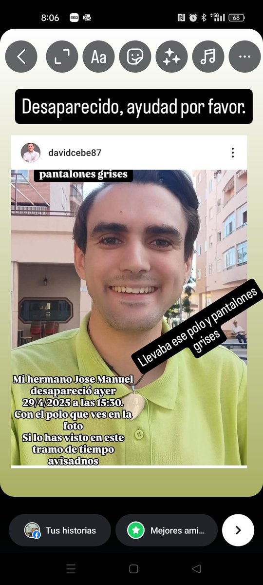 Jose Ceberino, desaparecido. Extraordinaria persona y de una gran familia. Os pido por favor que lo compartáis y que lo busquemos entre todos 🙏