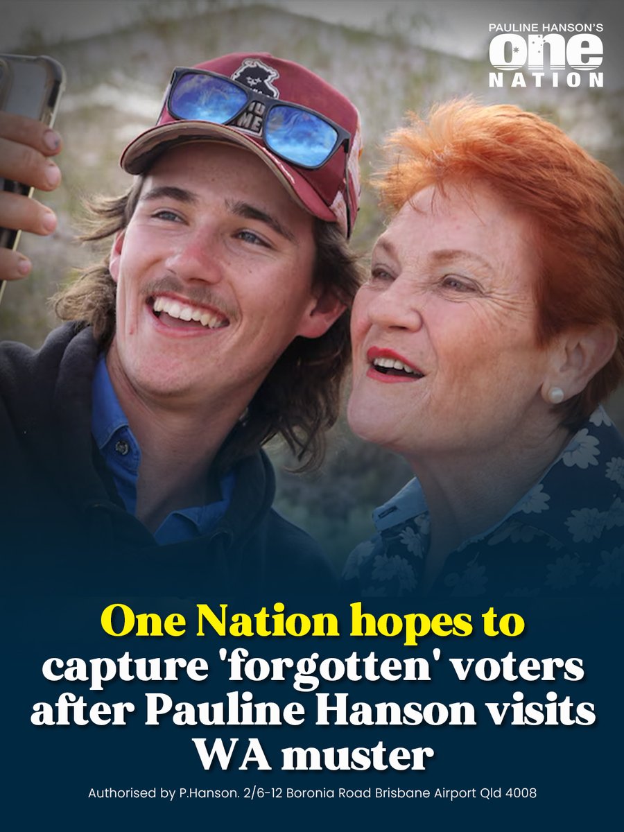 Pauline Hanson visits WA muster, aiming to connect with 'forgotten' voters. #OneNation #WAelection onenation.org.au/one-nation-wa-…
