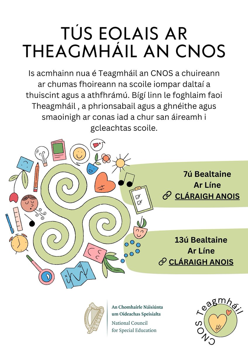 ncseirl's tweet image. Teachers, Join us for a short, but dynamic, seminar on Introduction to NCSE Relate on 7th May or 13th May.
For more information and to register shorturl.at/6ZtBz (7th May)
shorturl.at/rpfoS(13th May)
A Mhúinteoirí, bígí linn le haghaidh seimineár gearr ach dinimiciúil…