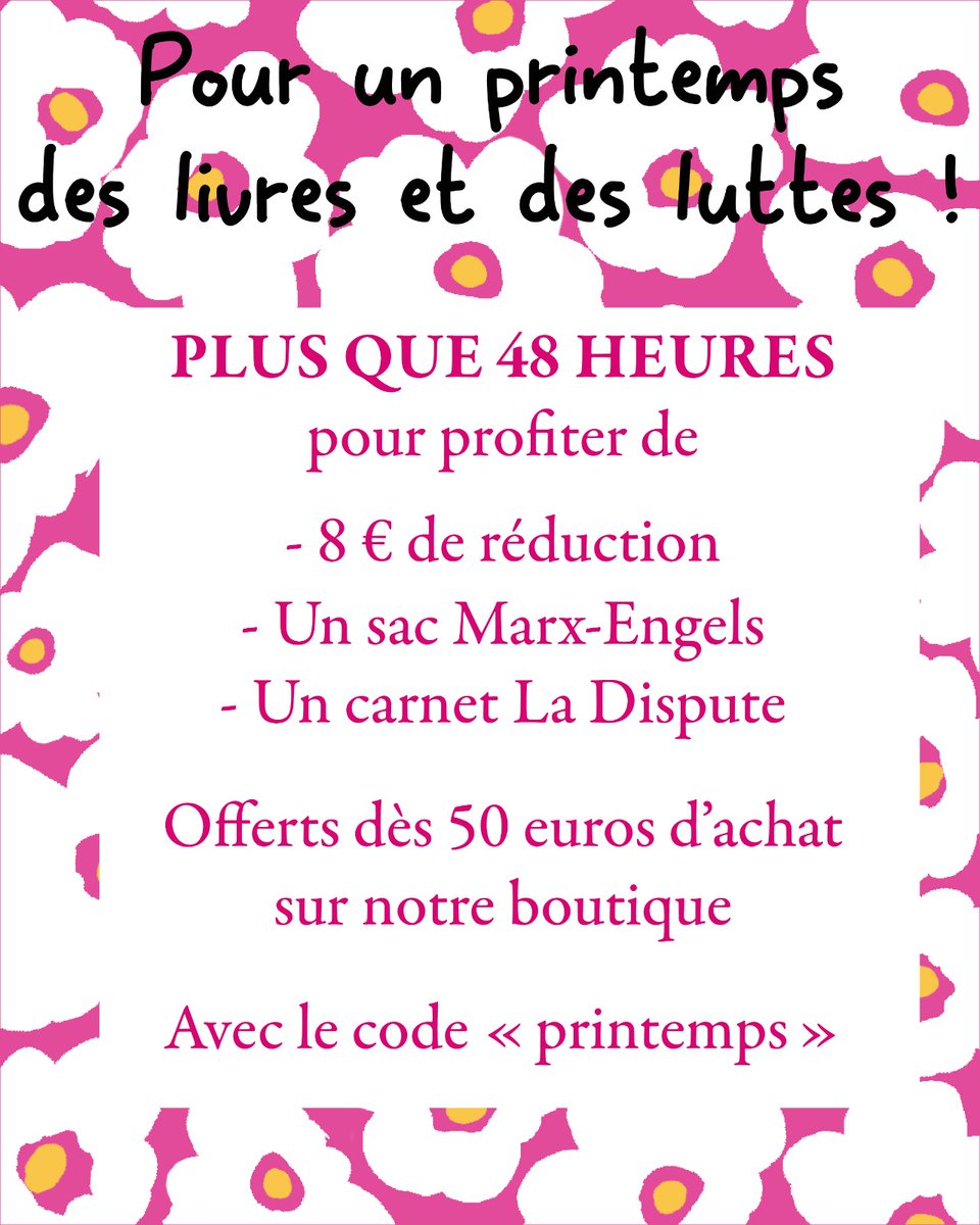 Éditions La Dispute (@disputeeditions) on Twitter photo 📢 Plus que 48h pour profiter de l'offre sur tout le catalogue des <a href="/Ed_Sociales/">Les Éditions sociales</a> et de La Dispute
👉 avec le code PRINTEMPS sur la boutique en ligne (lien en bio) 📢 Plus que 48h pour profiter de l'offre sur tout le catalogue des <a href="/Ed_Sociales/">Les Éditions sociales</a> et de La Dispute
👉 avec le code PRINTEMPS sur la boutique en ligne (lien en bio)