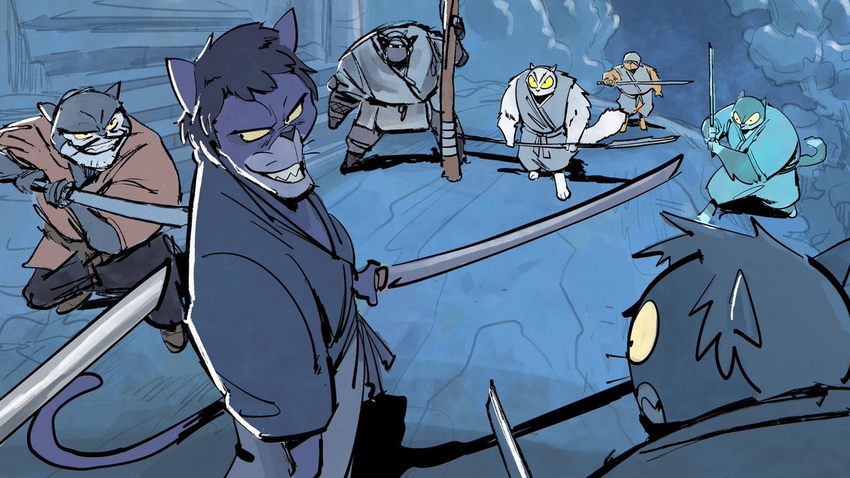 ianlaser's tweet image. More samurai cat illustrations. I’ve been sort of noodling away on an idea in my spare time… excited for what it could turn into. #illustration #cartoon #art