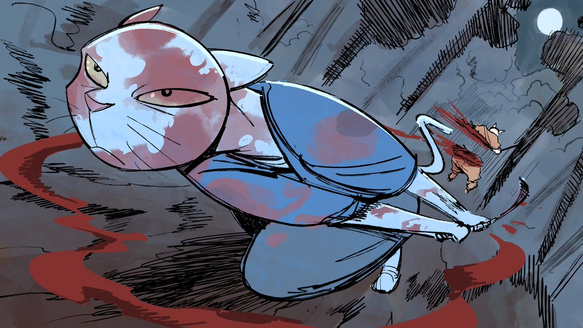 ianlaser's tweet image. More samurai cat illustrations. I’ve been sort of noodling away on an idea in my spare time… excited for what it could turn into. #illustration #cartoon #art