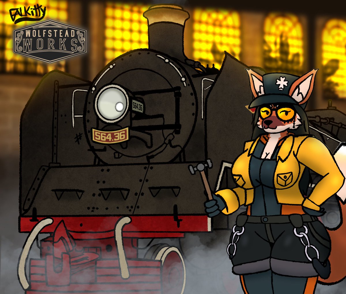 So <a href="/_WH_10_/">WH_10</a> was all like “I wonder what my OC would look like in Falkitty…” as a joke
And then I was all like “send ref” 

Now this exists