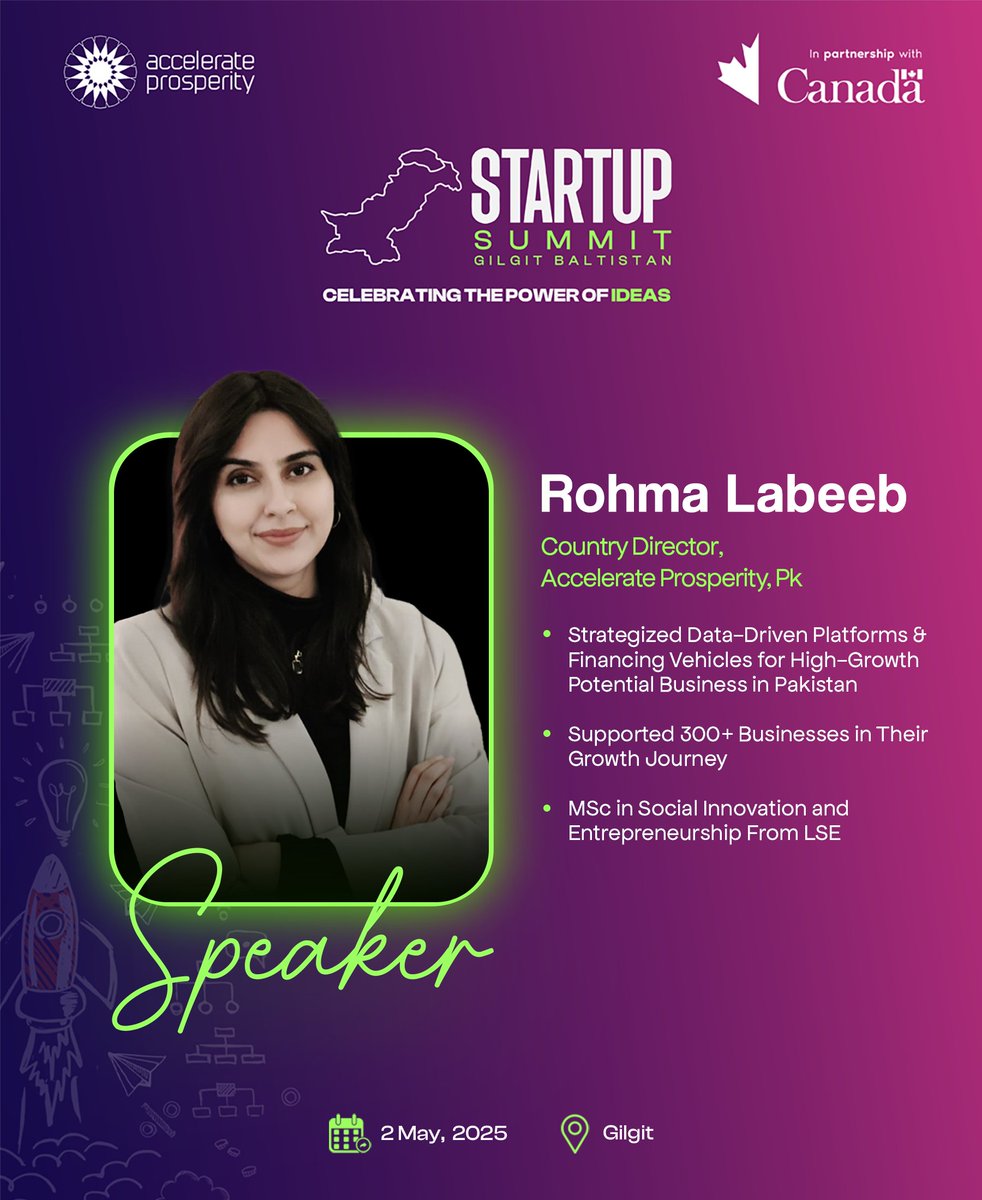 Accelerate Prosperity π (@approsperity) on Twitter photo Thrilled to welcome <a href="/rohma_labeeb/">Rohma Labeeb</a>, Country Director at <a href="/ApProsperity/">Accelerate Prosperity π</a> to the #StartupSummit2025 #GilgitBaltistan!π«
A dynamic leader in social innovation & business strategy, she has empowered 300+ businesses, shaped growth programs, & built inclusive financing models.π
ποΈ May 2 Thrilled to welcome <a href="/rohma_labeeb/">Rohma Labeeb</a>, Country Director at <a href="/ApProsperity/">Accelerate Prosperity π</a> to the #StartupSummit2025 #GilgitBaltistan!π«
A dynamic leader in social innovation & business strategy, she has empowered 300+ businesses, shaped growth programs, & built inclusive financing models.π
ποΈ May 2