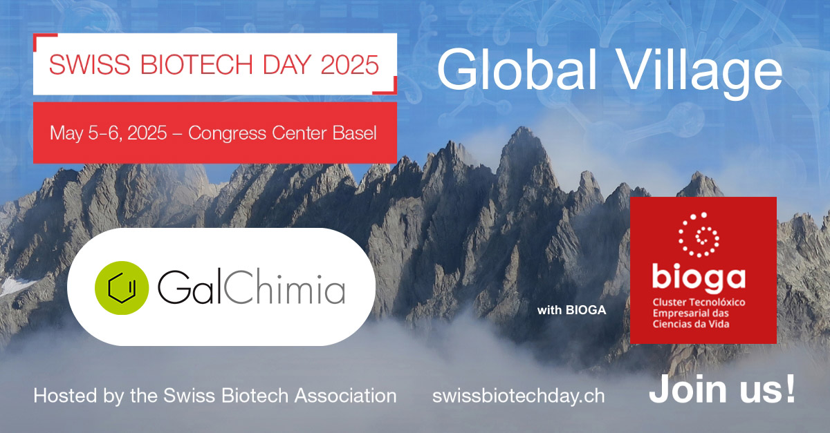GalChimia will be at #SwissBiotechDay in the Global Village as part of the Delegation of Spain organized by <a href="/AseBio/">AseBio - Asociación Española de Bioempresas</a>, <a href="/BiogaCluster/">BIOGA</a> and BHC. Come meet us to learn how we can help you advance your R&amp;D programs in #DrugDiscovery!
#passionforchemistry #organicsynthesis