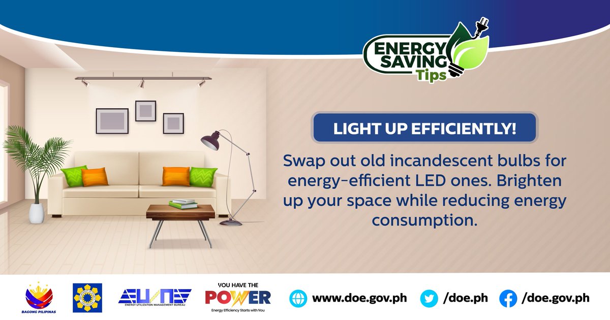 magic891davao's tweet photo. Be the magic! Here is a public service announcement in partnership with the Department Of Energy.

Energy Saving Tip #3:
Say farewell to old incandescent bulbs and make the switch to energy-efficient LED lighting. #Youhavethepower https://t.co/Envaggc1ou
